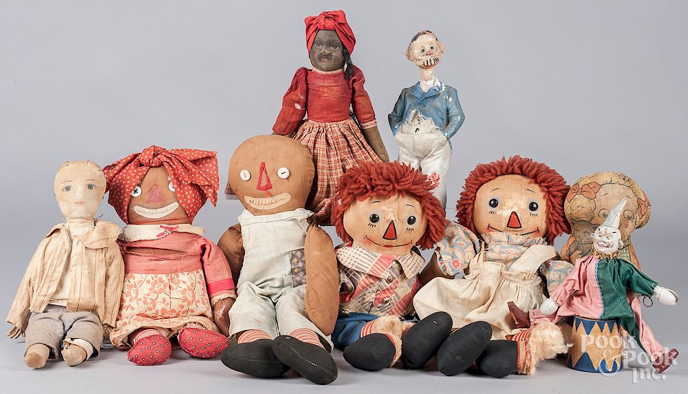 Appraisal: Group of stuffed dolls Group of stuffed dolls to include