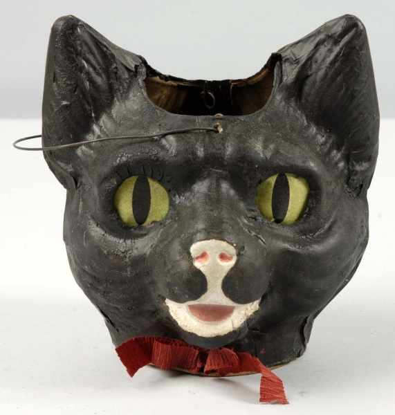 Appraisal: Paper Mache Cat Jack-O-Lantern Description German Open mouth and crepe