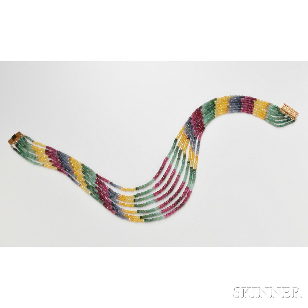 Appraisal: Gemstone Bead Necklace composed of seven strands of faceted ruby