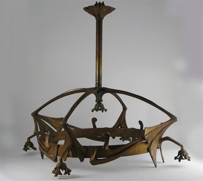 Appraisal: A large Art Nouveau gilt metal ceiling light cast in