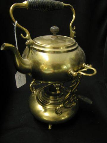 Appraisal: Victorian Brass Tea Kettle on Stand with burner