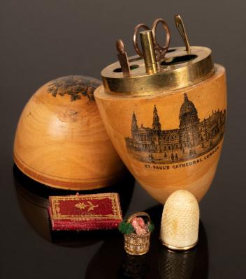 Appraisal: A late th Century Mauchline Ware etui the egg-shaped box