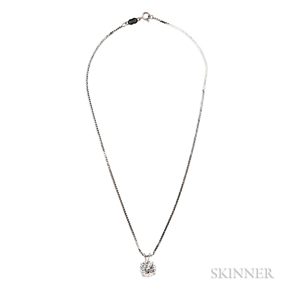 Appraisal: Diamond Pendant Diamond Pendant the round brilliant-cut diamond weighing cts