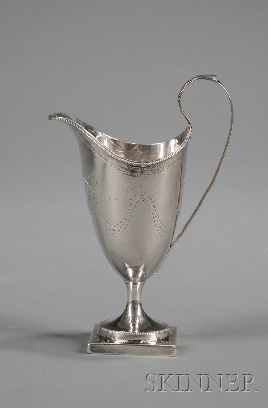 Appraisal: Silver Creamer Philadelphia c helmet-shape body on a circular trumpet-shape