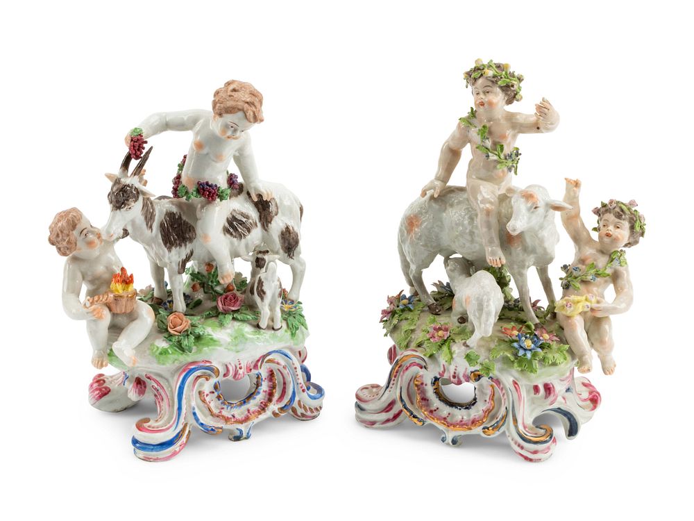 Appraisal: A Pair of Chelsea Porcelain Figural Groups A Pair of