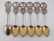 Appraisal: A set of six Chinese silver teaspoons in traditional form