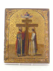 Appraisal: A Russian th century braced panel painted and gilt icon