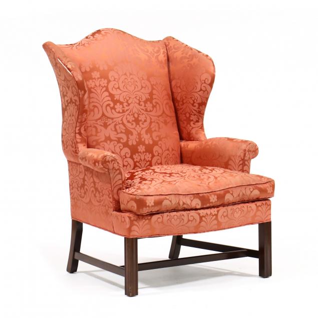 Appraisal: KITTINGER CHIPPENDALE STYLE MAHOGANY EASY CHAIR Late th century salmon