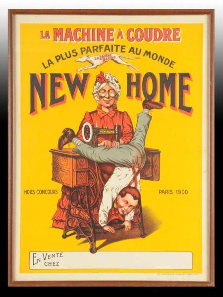 Appraisal: Paper Litho New Home Sewing Machine Poster Description European circa