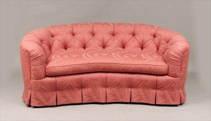 Appraisal: Contemporary Salmon Upholstered Settee x x in