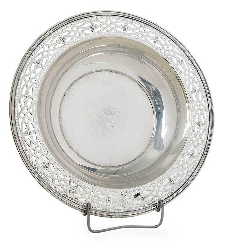 Appraisal: Tiffany Round Sterling Bowl American - round with openwork borders