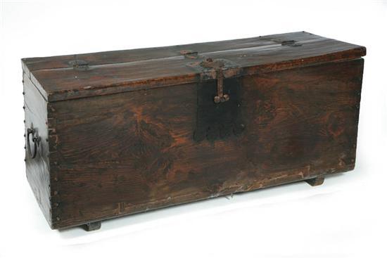 Appraisal: STORAGE BIN Korea th century hardwood Thick panels of heavily