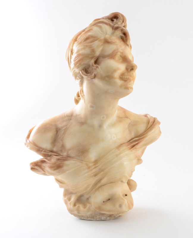 Appraisal: MASCHERINA SCULPTURE ALABASTER BEAUTY Approx ''h x '' x ''