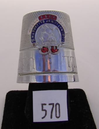 Appraisal: Large collectable thimble Coronation of Elizabeth II Just a Thimble