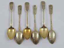 Appraisal: A set of six Russian silver gilt tea spoons with