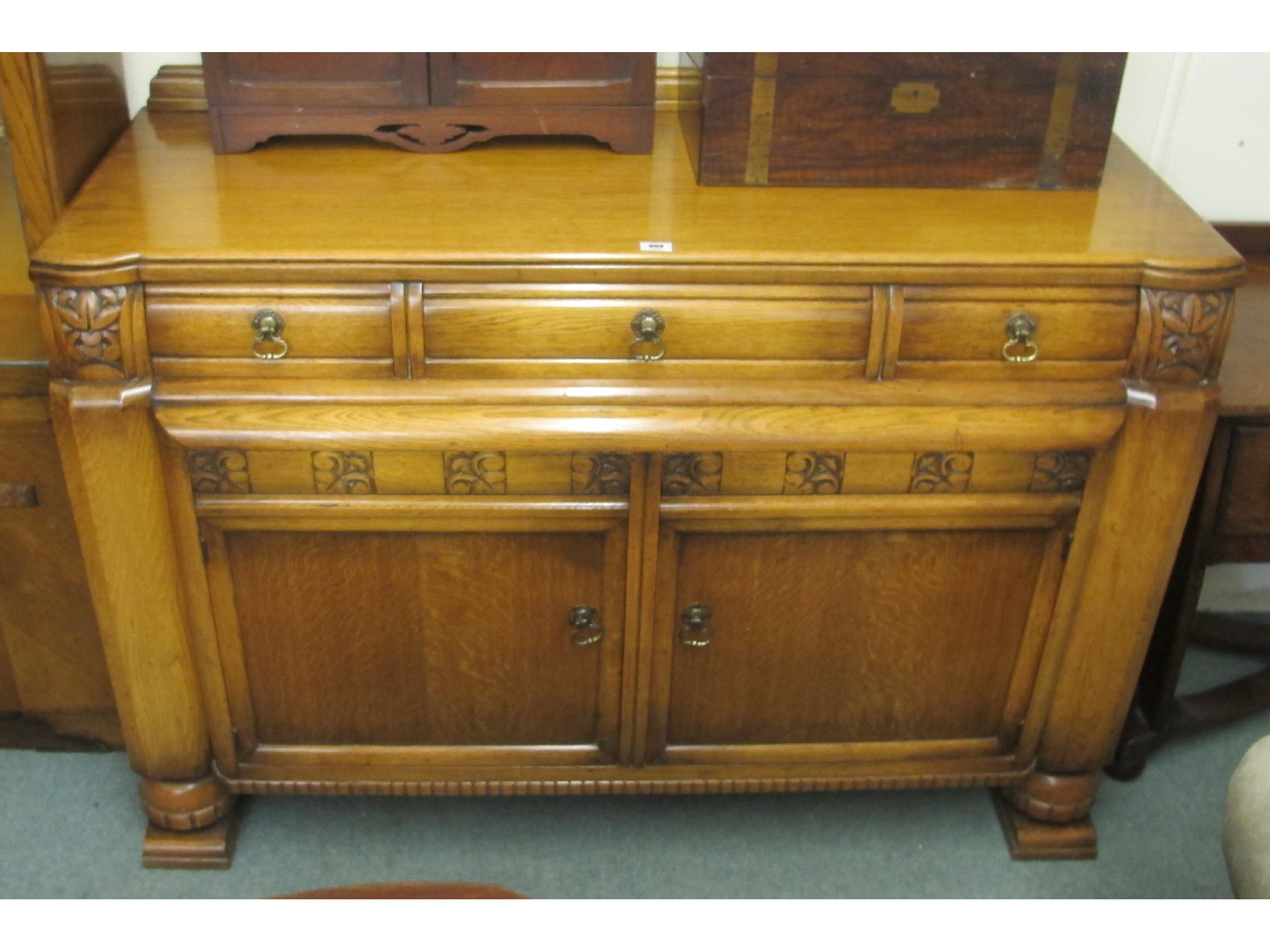 Appraisal: Oak sideboard with floral carving