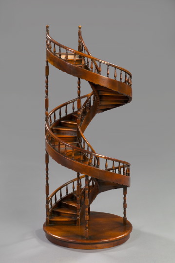 Appraisal: Large English Turned Mahogany Architect's Model of a Spiral Staircase