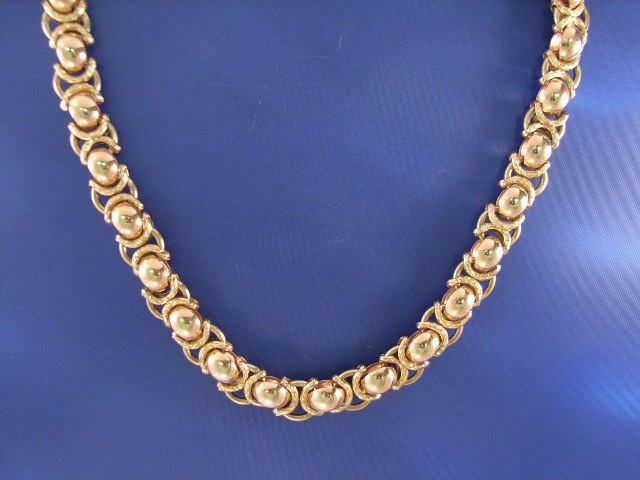 Appraisal: A ct bi-tone gold fancy link necklace length cm gms