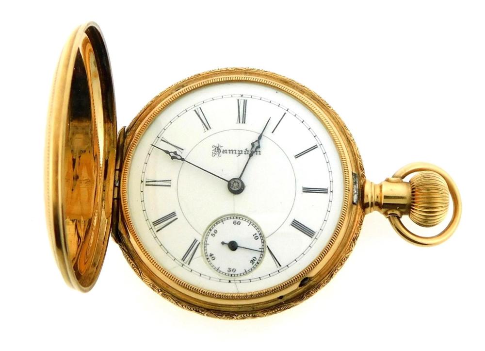 Appraisal: JEWELRY K Hampden Hunting Case Pendant Watch movement stem wind