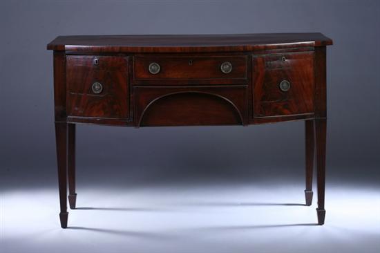 Appraisal: GEORGE III MAHOGANY BOW-FRONT SIDEBOARD late th century with later