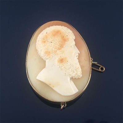 Appraisal: A carved shell cameo brooch depicting a head of a