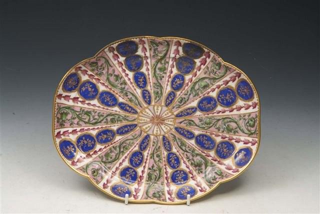 Appraisal: AN TH CENTURY SEVRES OVAL SHAPED DISH with radiating panels