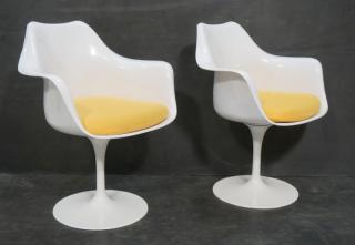 Appraisal: Pr Tulip Shell Arm Chairs Molded tulip form Sun Pr