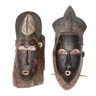 Appraisal: Two Painted Ivory Coast Baule Guro Masks both carved wood