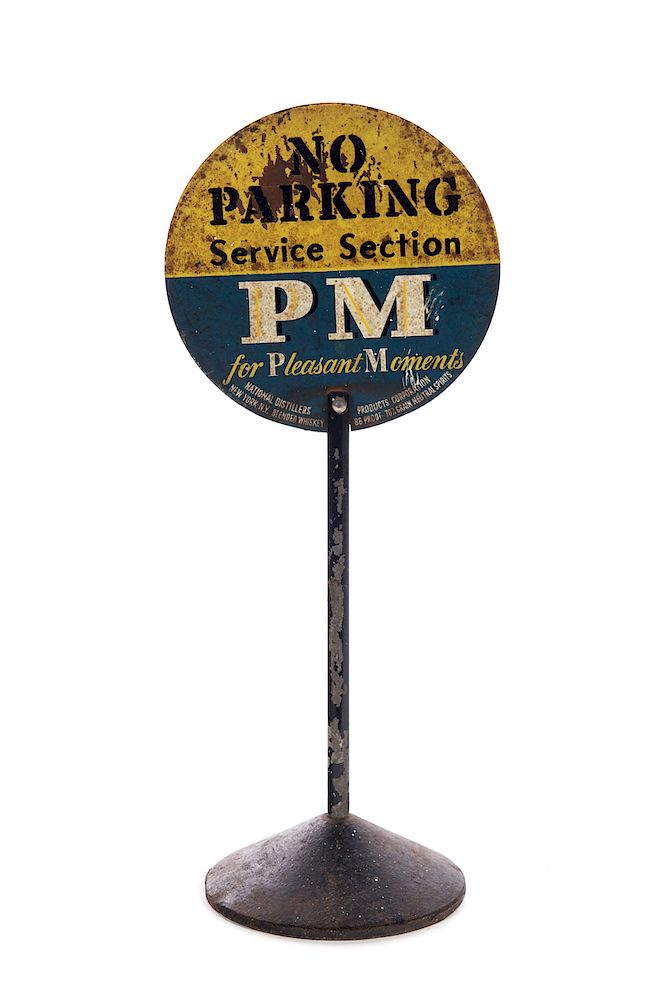 Appraisal: Pleasant Moments National Whiskey No Parking Sign Measures tall wide