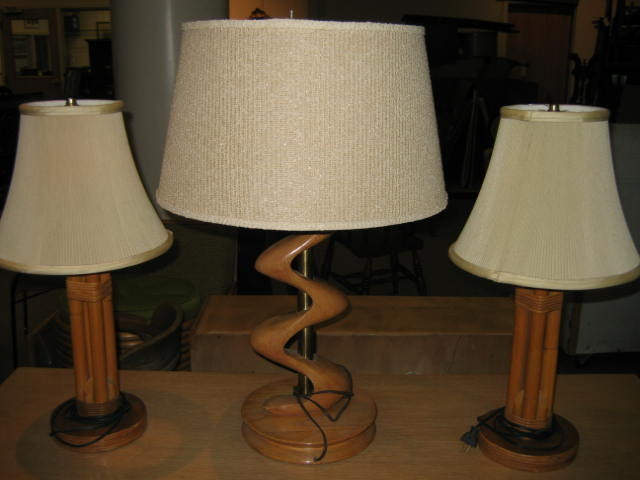 Appraisal: THREE TABLE LAMPS having a zig-zag shaped standard h together