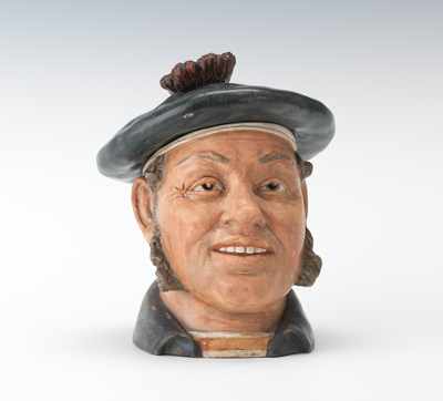 Appraisal: A Large Tobacco Jar of Smiling Man with Sideburns Pottery