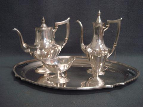 Appraisal: pc Gorham sterling silver Plymouth pattern teaset silver handles no