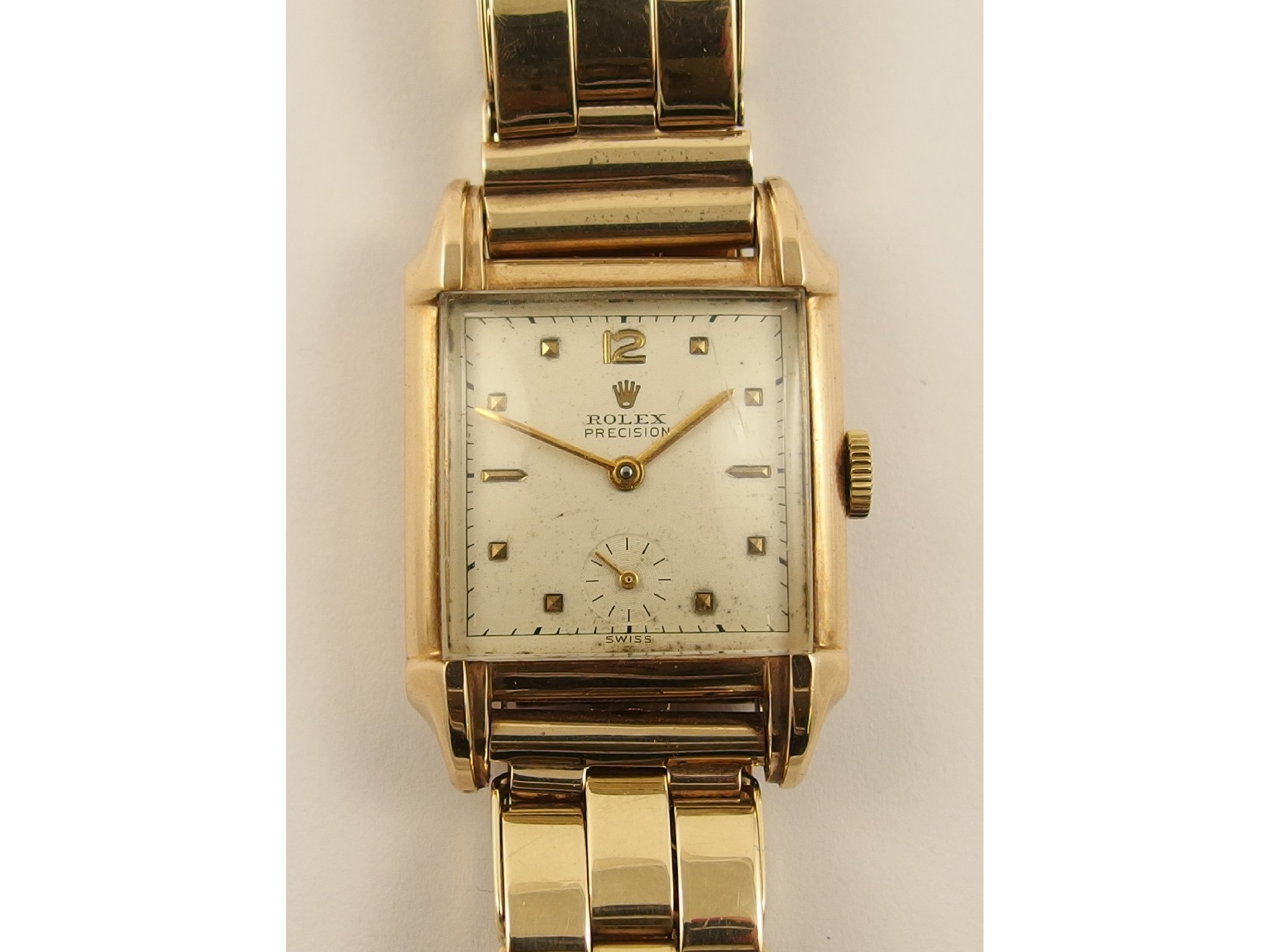 Appraisal: A ct Gents vintage Rolex precisionwith square case with cream