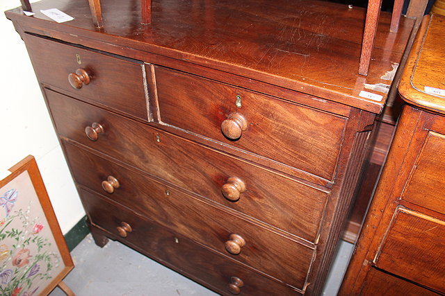 Appraisal: A TH CENTURY MAHOGANY CHEST of two short and three