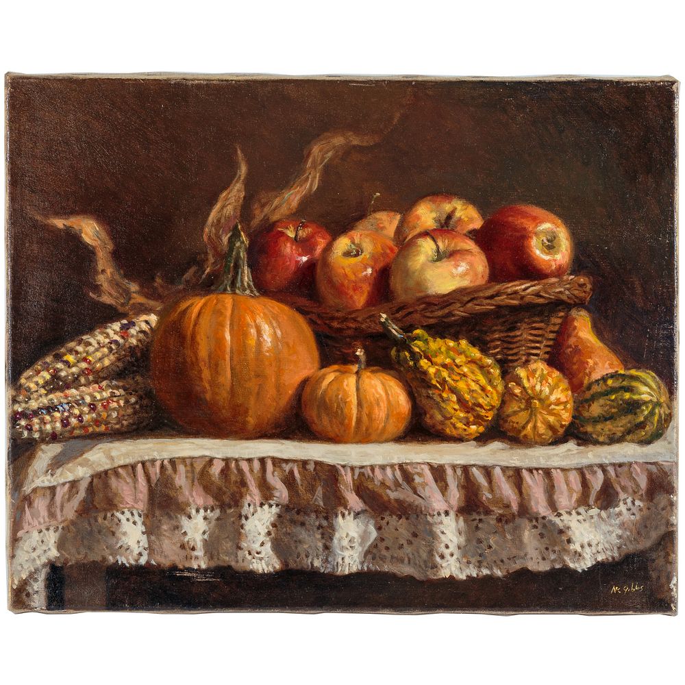 Appraisal: Nathaniel K Gibbs Fall Still Life oil American - Oil