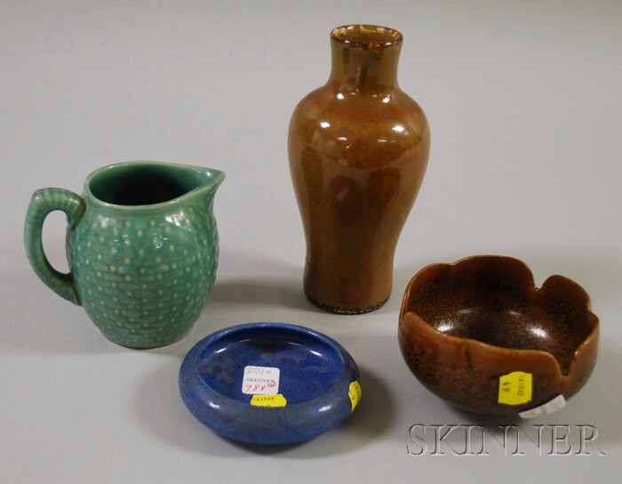 Appraisal: Four Pieces of Assorted Art Pottery including a glazed vase