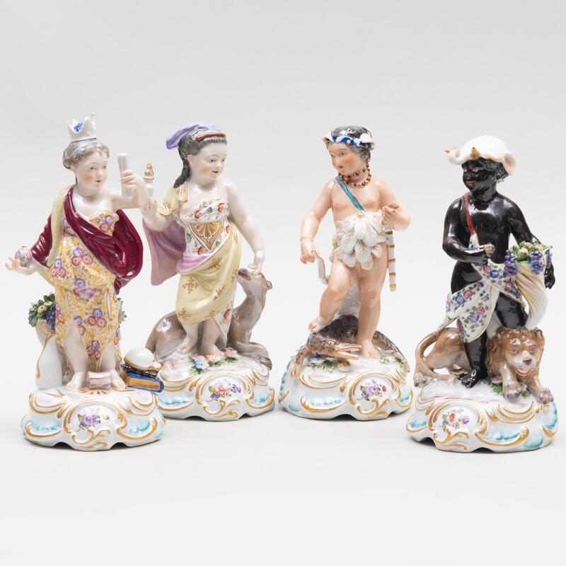 Appraisal: Set of Four Chelsea Porcelain Allegorical Figures of Four Continents