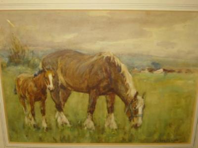 Appraisal: JAMES WILLIAM BOOTH Mare and Foal Grazing signed and dated