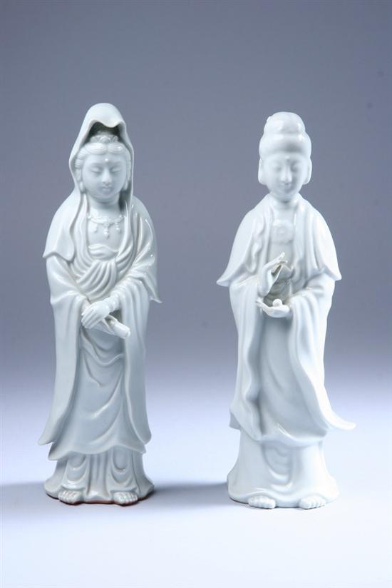 Appraisal: PAIR CHINESE BLANC-DE-CHINESE PORCELAIN FIGURES OF GUANYIN - in high