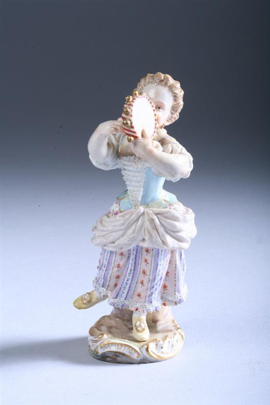 Appraisal: MEISSEN PORCELAIN FIGURE OF A YOUNG GIRL WITH TAMBOURINE Late