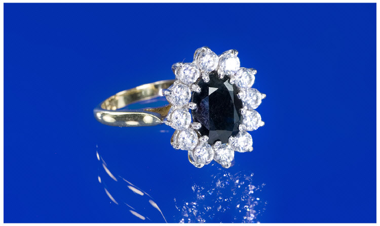 Appraisal: ct Gold Dress Ring Central Dark Stone Surrounded By CZ