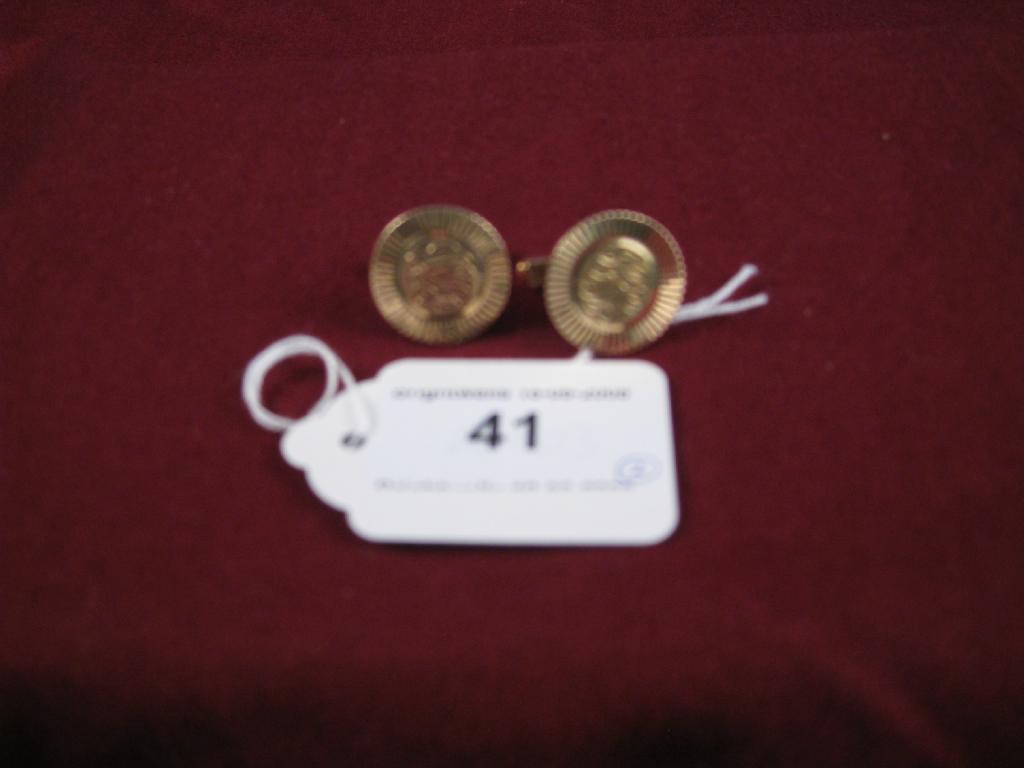 Appraisal: Pair of k gold circular Cuff Links engraved with initials