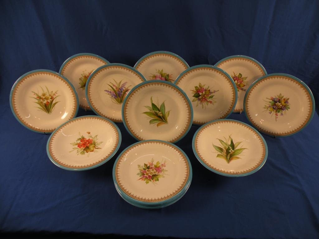 Appraisal: A Royal Worcester part dessert service each piece decorated with