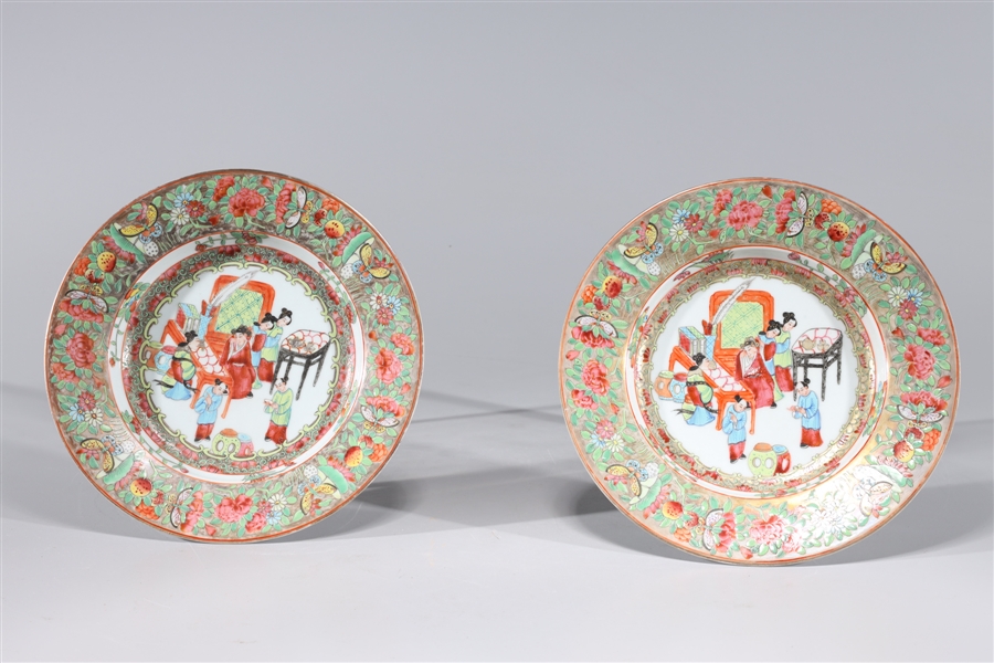 Appraisal: Two Chinese Export Style famille rose enameled porcelain plates with