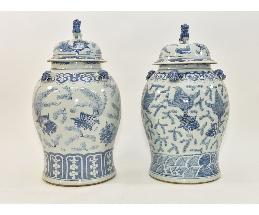 Appraisal: Two Chinese Porcelain Palace Urns Two similar Chinese porcelain palace