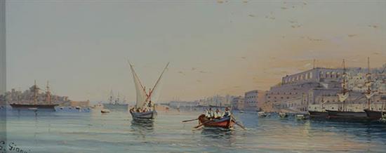 Appraisal: Girolamo Gianni Italian - View of Valletta Harbor Signed G