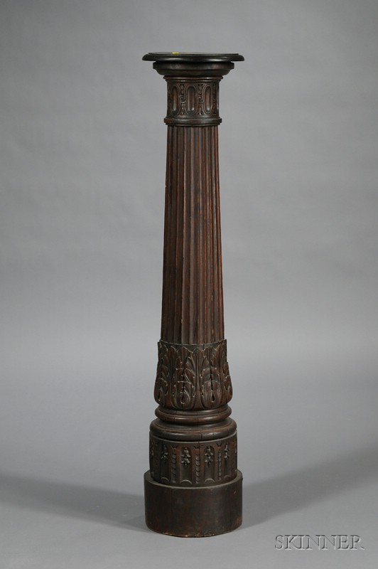 Appraisal: English Carved Oak Pedestal early th century circular top above