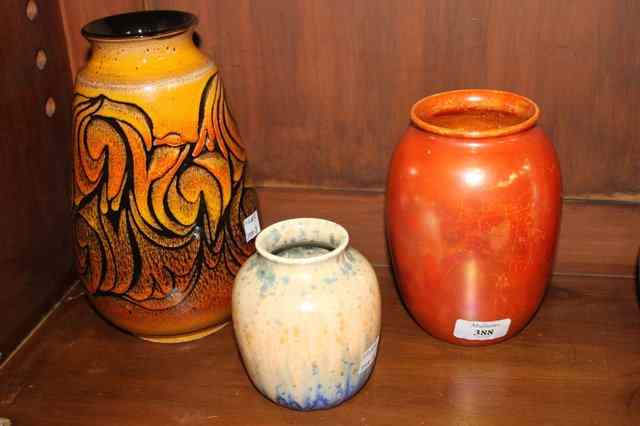 Appraisal: A RUSKIN POTTERY ORANGE LUSTRE VASE impressed mark to the