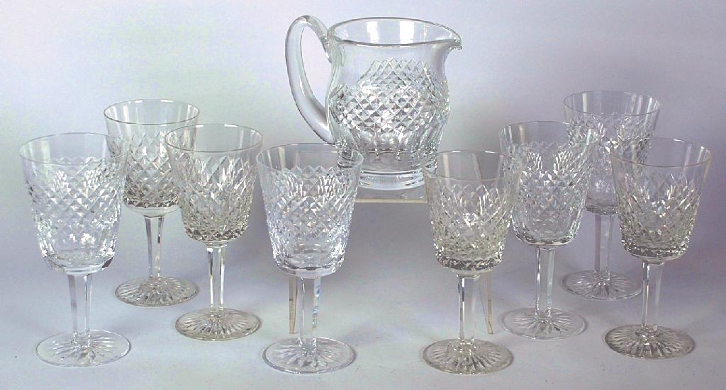 Appraisal: SET OF WATERFORD CUT GLASS LARGE CLARET GOBLETS with hob