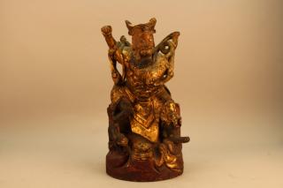 Appraisal: Antique Gilt Chinese Warrior Figure Height in